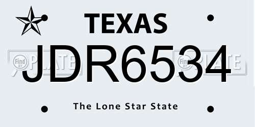JDR6534 Texas License Plate