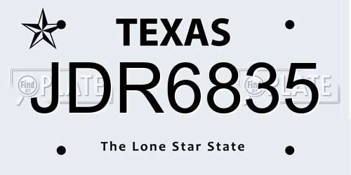 JDR6835 Texas License Plate