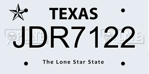 JDR7122 Texas License Plate