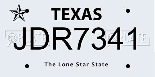 JDR7341 Texas License Plate
