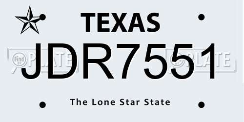JDR7551 Texas License Plate
