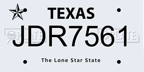 JDR7561 Texas License Plate