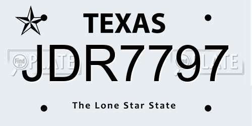 JDR7797 Texas License Plate