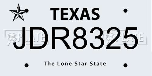 JDR8325 Texas License Plate