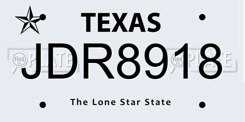 JDR8918 Texas License Plate