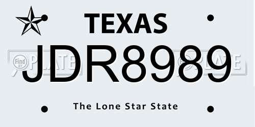 JDR8989 Texas License Plate