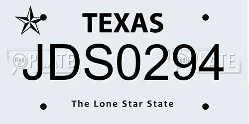 JDS0294 Texas License Plate