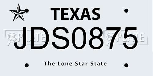 JDS0875 Texas License Plate