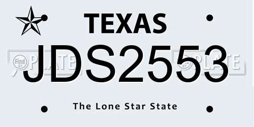 JDS2553 Texas License Plate