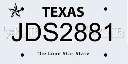 JDS2881 Texas License Plate