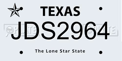JDS2964 Texas License Plate