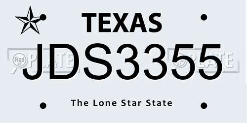 JDS3355 Texas License Plate