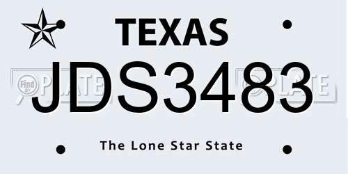 JDS3483 Texas License Plate