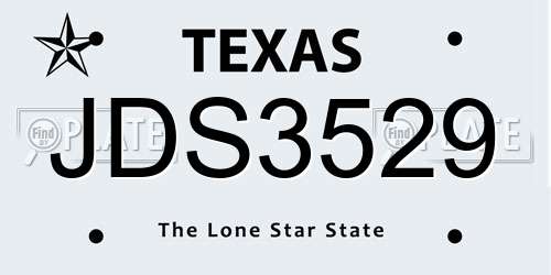 JDS3529 Texas License Plate