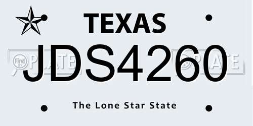 JDS4260 Texas License Plate