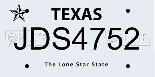 JDS4752 Texas License Plate