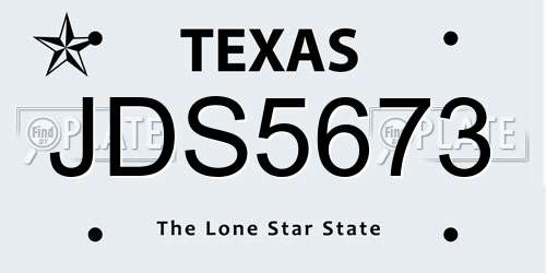 JDS5673 Texas License Plate