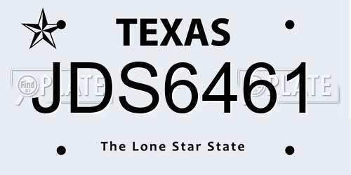 JDS6461 Texas License Plate