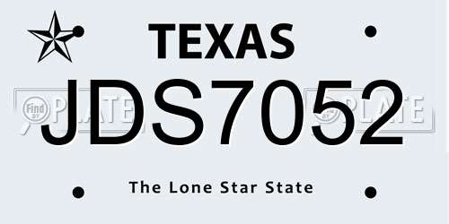 JDS7052 Texas License Plate