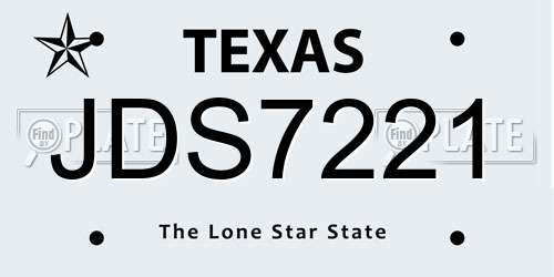 JDS7221 Texas License Plate