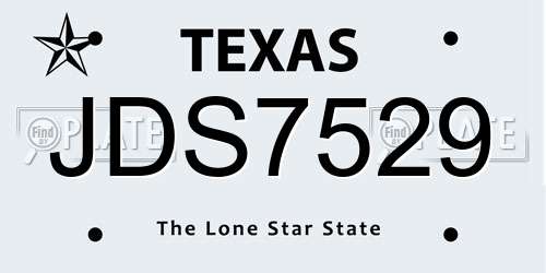 JDS7529 Texas License Plate