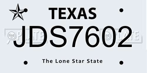 JDS7602 Texas License Plate