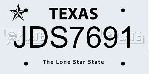 JDS7691 Texas License Plate