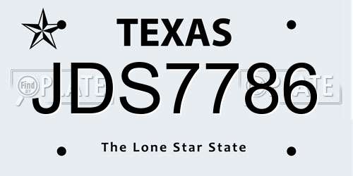 JDS7786 Texas License Plate