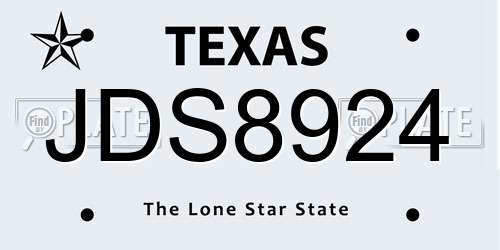 JDS8924 Texas License Plate