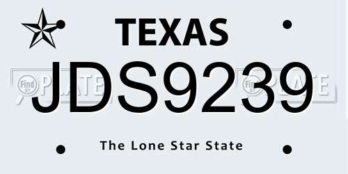 JDS9239 Texas License Plate