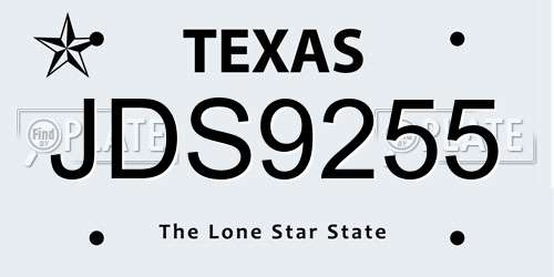 JDS9255 Texas License Plate