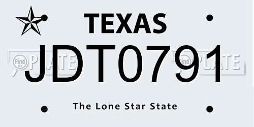 JDT0791 Texas License Plate