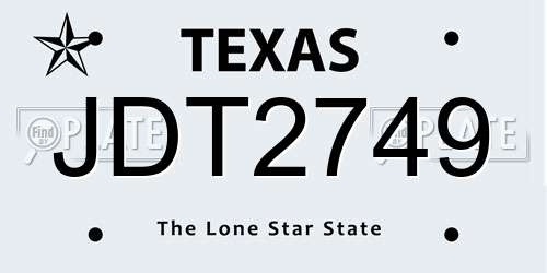 JDT2749 Texas License Plate