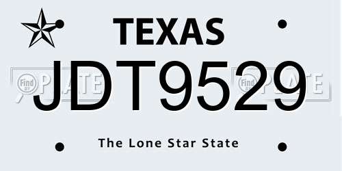 JDT9529 Texas License Plate