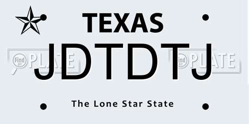 JDTDTJ Texas License Plate