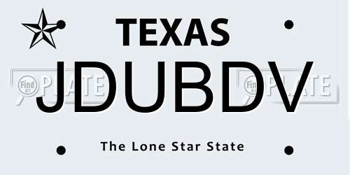 JDUBDV Texas License Plate