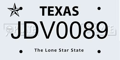 JDV0089 Texas License Plate