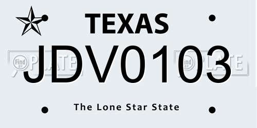 JDV0103 Texas License Plate