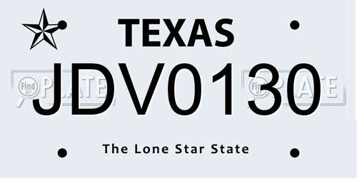 JDV0130 Texas License Plate