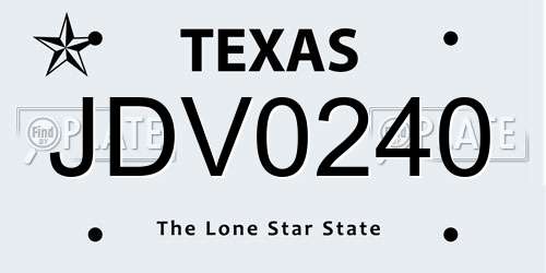 JDV0240 Texas License Plate