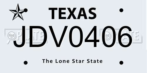JDV0406 Texas License Plate