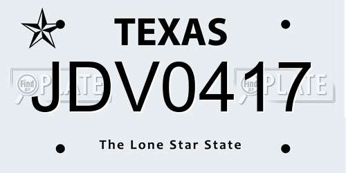 JDV0417 Texas License Plate