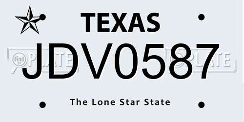 JDV0587 Texas License Plate