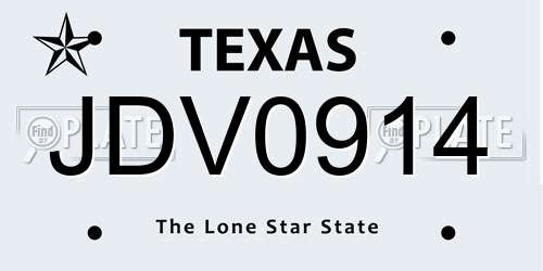 JDV0914 Texas License Plate