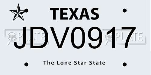 JDV0917 Texas License Plate