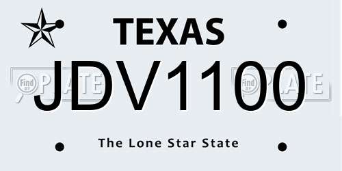 JDV1100 Texas License Plate