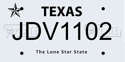 JDV1102 Texas License Plate