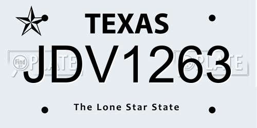JDV1263 Texas License Plate