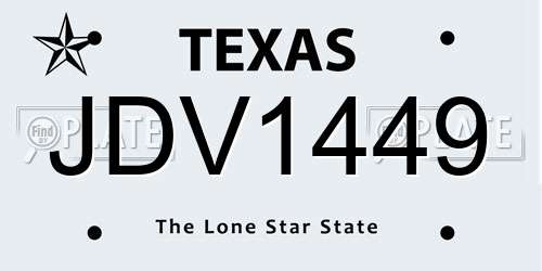 JDV1449 Texas License Plate