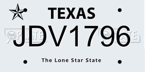JDV1796 Texas License Plate